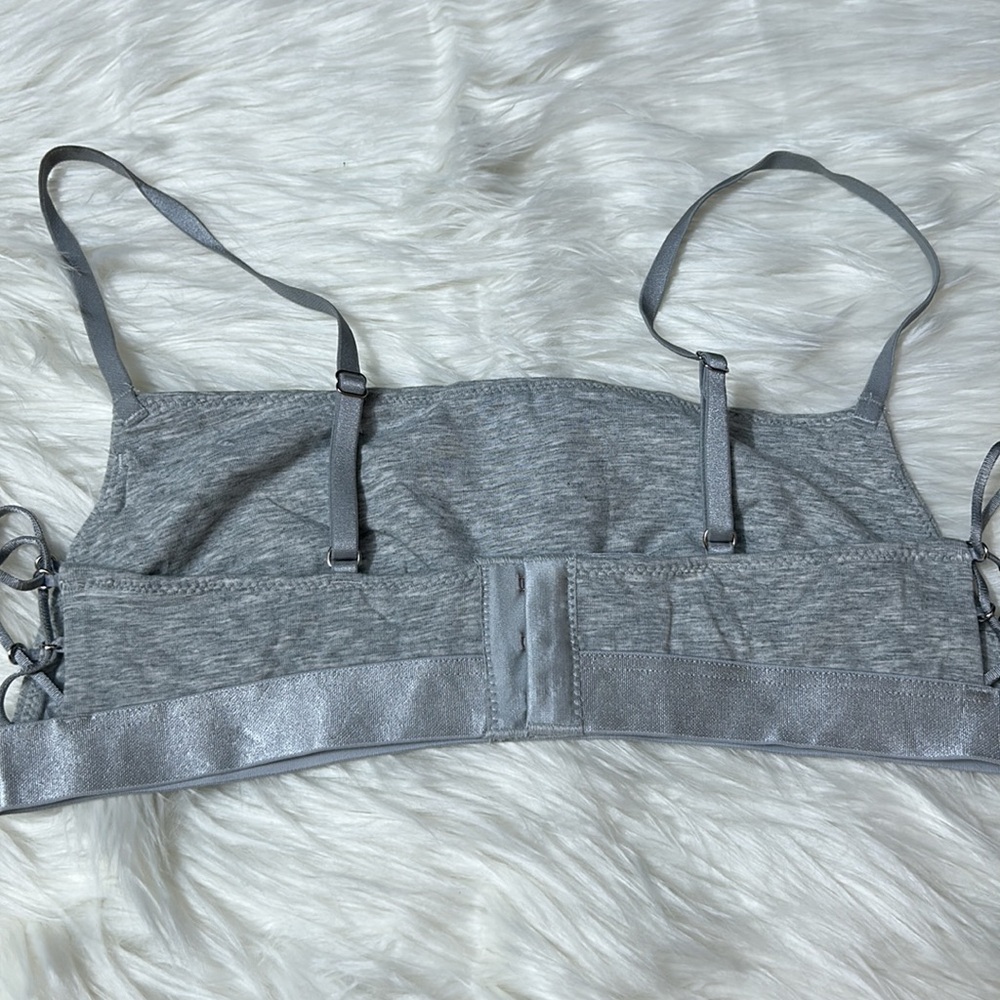 Gray Satin-Trim Bralette with Adjustable Straps - Picture 5 of 12